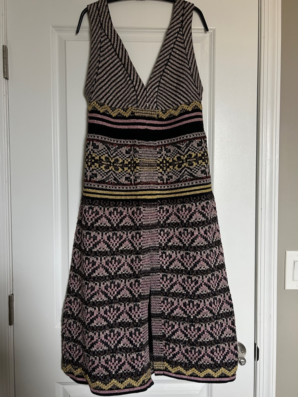 Missoni Pink, Black and Yellow Patterned Knit Dress
